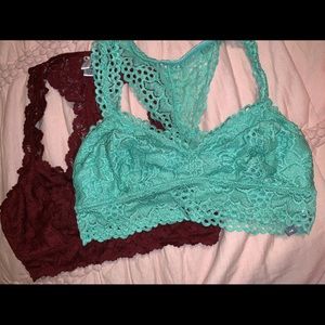 Teal and Maroon Bralettes from Aerie